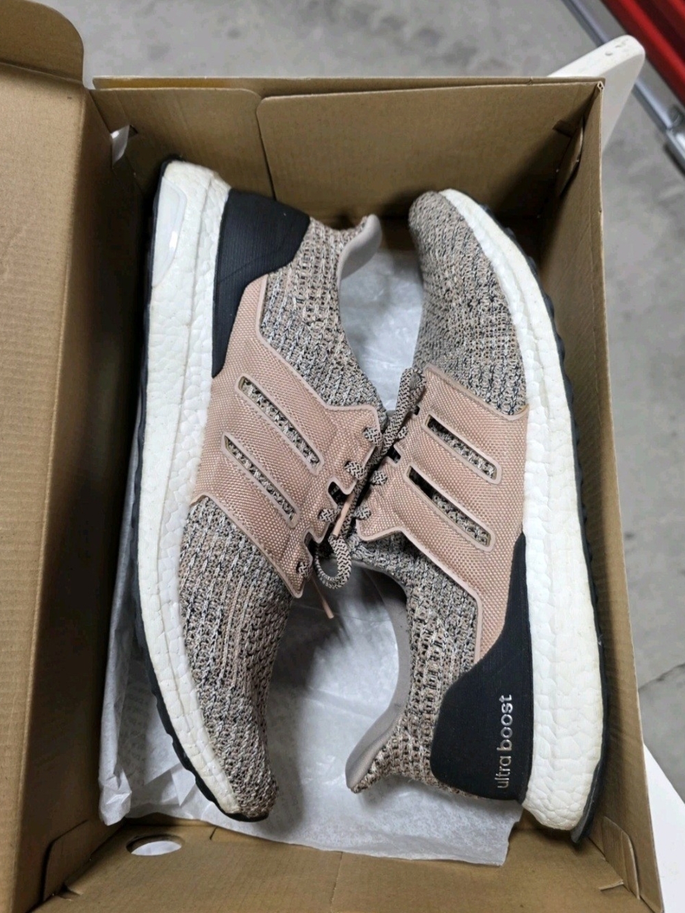 adidas Mens Ultra Boost Sneaker in Pink and Black